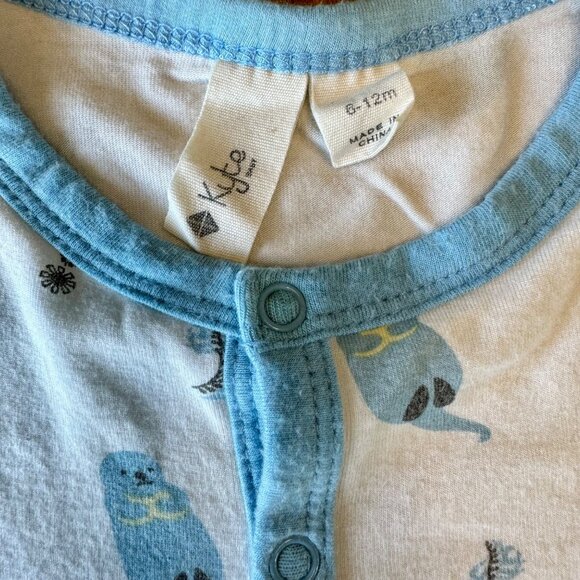 KYTE BABY Cuddle Otter Snap Romper 6-12 Mos Bamboo Playsuit Otters Pajamas HTF - Picture 6 of 6